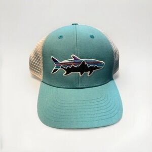 Patagonia Fitz Roy Trout Trucker Hat Baseball Cap Fish Snapback Mesh White O/S